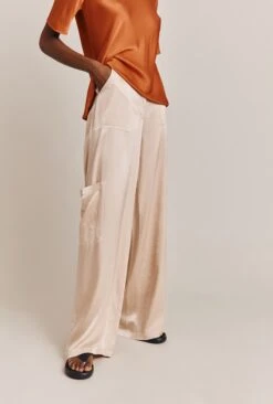 Aurora Satin Cargo Trousers Stone 9 Aurora Satin Cargo Trousers Stone -Ghost Fashion Store P06G005 N04 27258 650px 964px