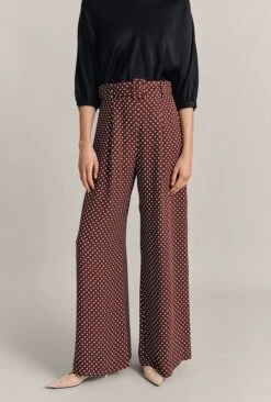 Clara Crepe Palazzo Trousers Delores Spot -Ghost Fashion Store P07G018 Z16 29375 650px 964px