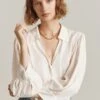 Ayla Crepe Blouse Ivory -Ghost Fashion Store Q05G005 M12 25253 650px 964px