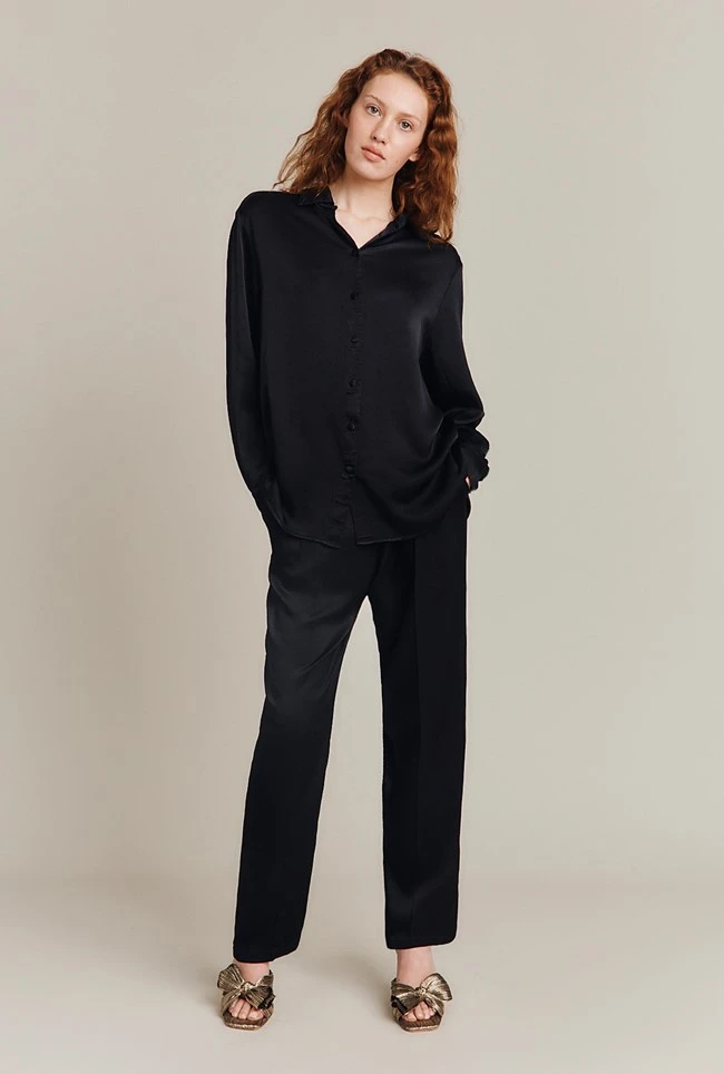 Ellie Satin Shirt Black 4 Ellie Satin Shirt Black - Image 2