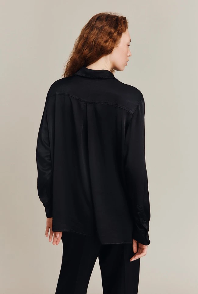 Ellie Satin Shirt Black 6 Ellie Satin Shirt Black - Image 4