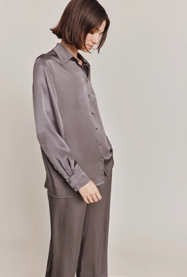 Ellie Satin Shirt Grey 3 Ellie Satin Shirt Grey