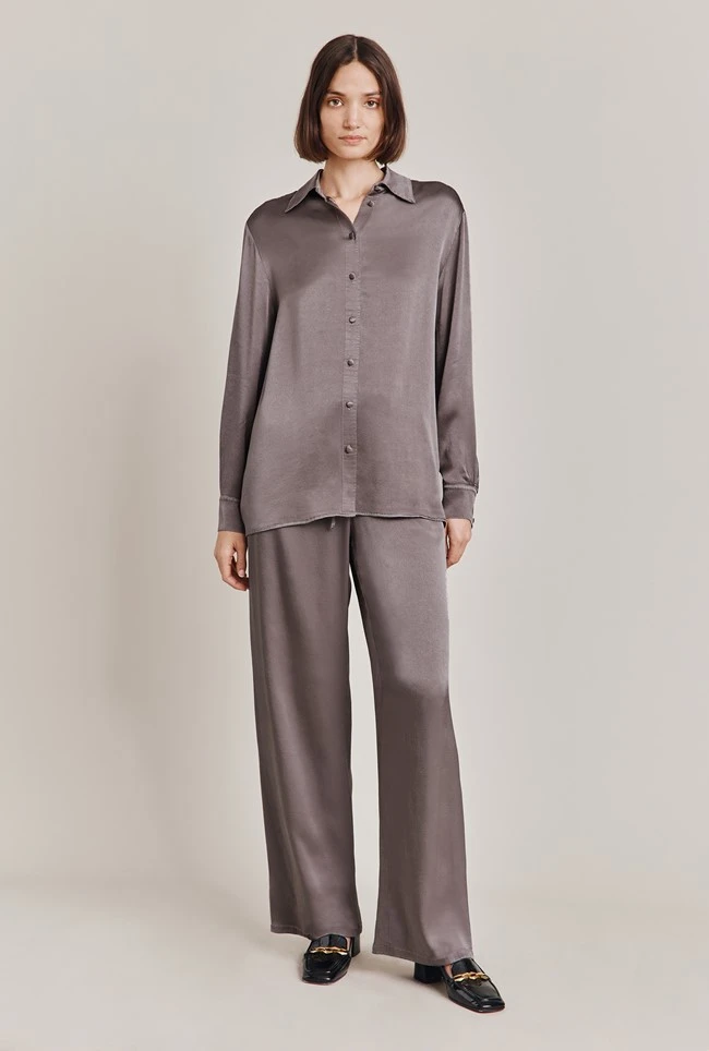 Ellie Satin Shirt Grey 4 Ellie Satin Shirt Grey - Image 2