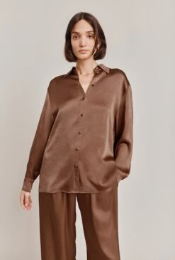 Ellie Satin Shirt Acorn