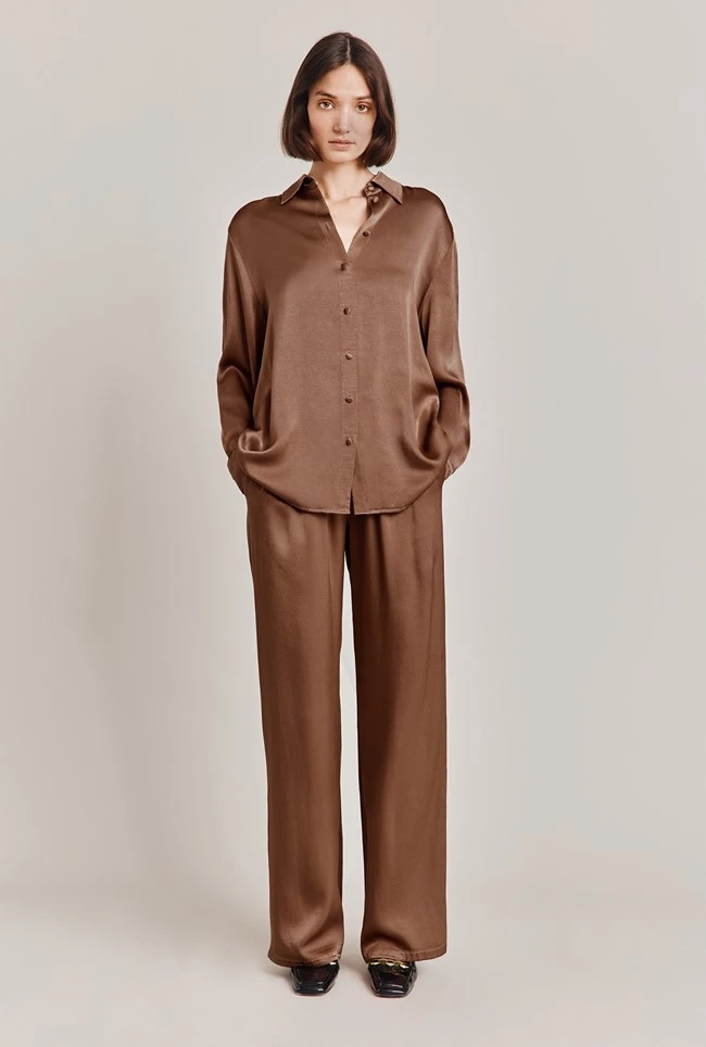 Ellie Satin Shirt Acorn 4 Ellie Satin Shirt Acorn - Image 2