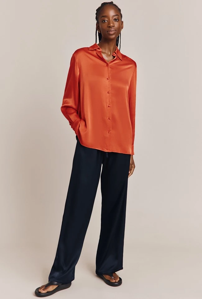 Ellie Satin Shirt Marmalade Orange 4 Ellie Satin Shirt Marmalade Orange - Image 2