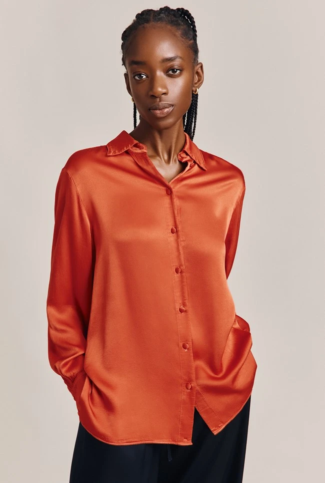 Ellie Satin Shirt Marmalade Orange 3 Ellie Satin Shirt Marmalade Orange