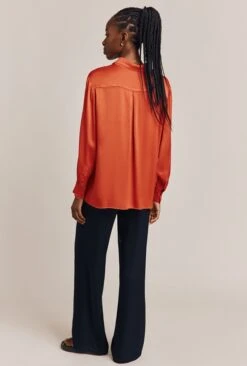 Ellie Satin Shirt Marmalade Orange 9 Ellie Satin Shirt Marmalade Orange -Ghost Fashion Store Q06G007A F09 26901 650px 964px