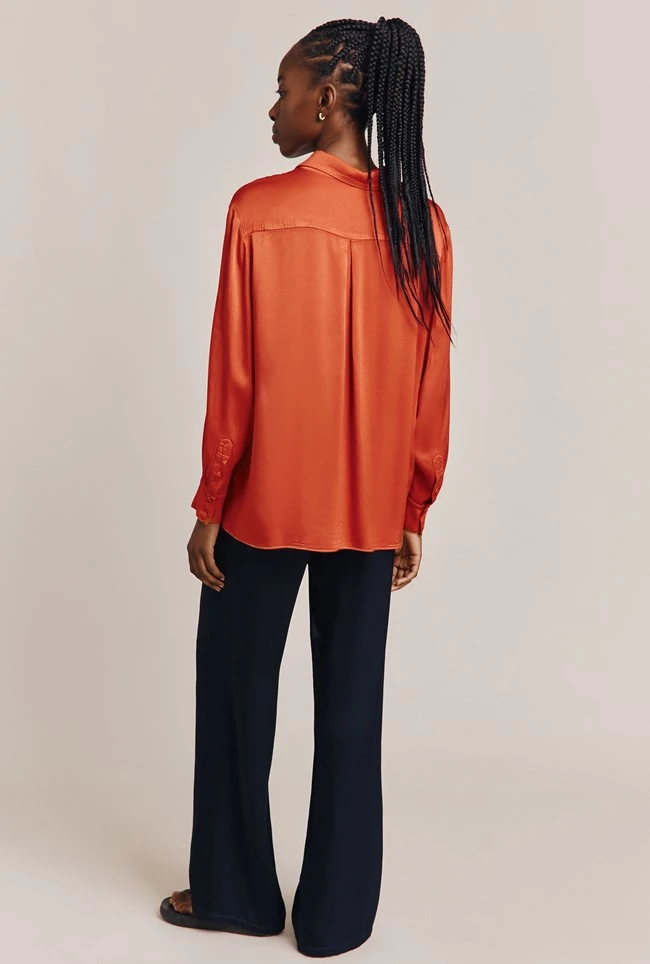 Ellie Satin Shirt Marmalade Orange 6 Ellie Satin Shirt Marmalade Orange - Image 4
