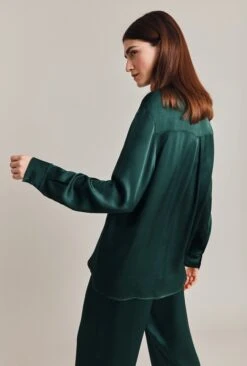 Ellie Satin Shirt Dark Green -Ghost Fashion Store Q06G007A J13 28584 650px 964px