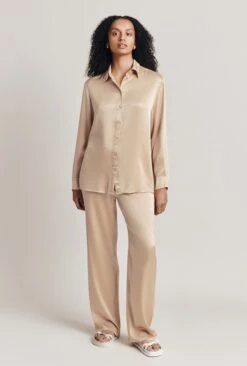 Ellie Satin Shirt Stone -Ghost Fashion Store Q06G007A N04 28066 650px 964px