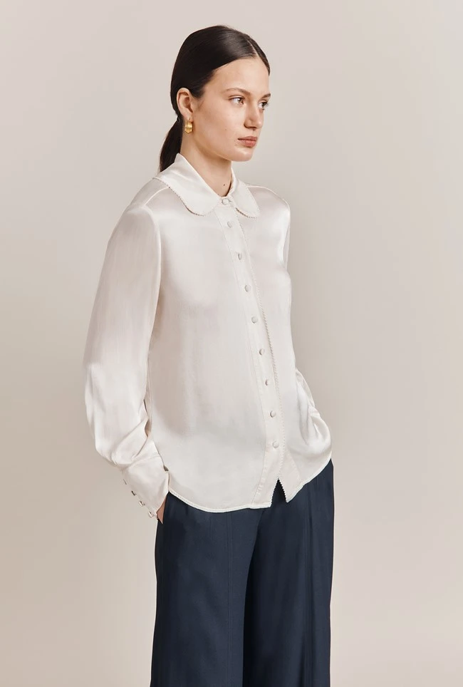 Lily Satin Blouse Ivory 2 Lily Satin Blouse Ivory