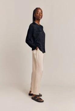 Efie Satin Long Sleeve Blouse Black 8 Efie Satin Long Sleeve Blouse Black -Ghost Fashion Store Q06G010 A01 26892 650px 964px