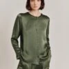 Efie Satin Blouse Thyme -Ghost Fashion Store Q06G010 J96 28587 650px 964px