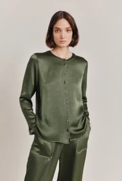 Efie Satin Blouse Thyme