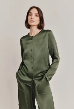 Efie Satin Blouse Thyme -Ghost Fashion Store Q06G010 J96 28589 650px 964px