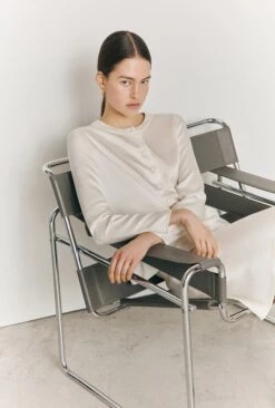 Efie Satin Long Sleeve Blouse Ivory 12 Efie Satin Long Sleeve Blouse Ivory -Ghost Fashion Store Q06G010 M12 26998 650px 964px