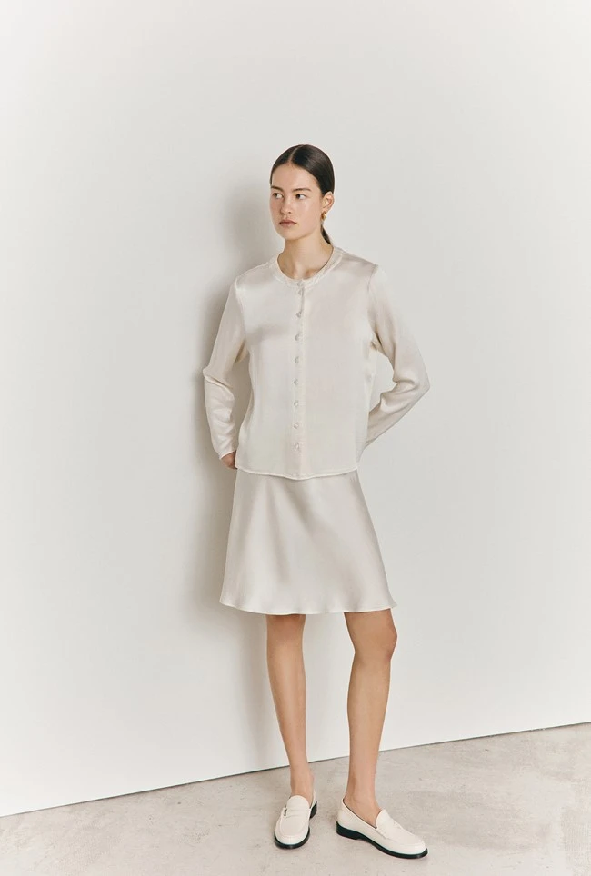 Efie Satin Long Sleeve Blouse Ivory 5 Efie Satin Long Sleeve Blouse Ivory - Image 3