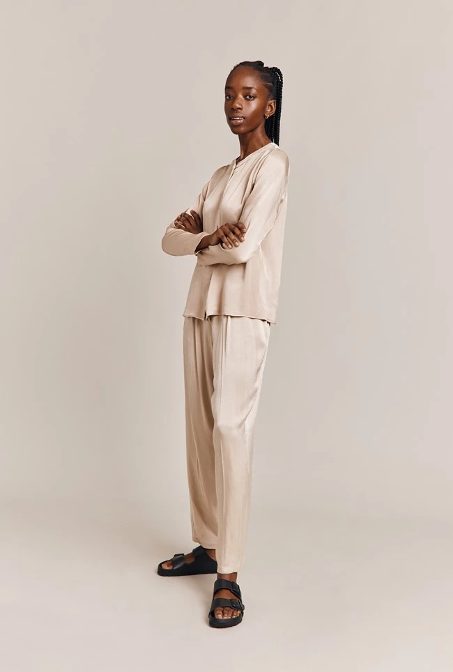 Efie Satin Long Sleeve Blouse Stone 9 Efie Satin Long Sleeve Blouse Stone - Image 7