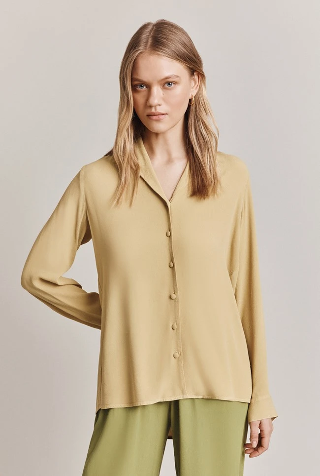 Aimee Crepe Shirt Pea Green 2 Aimee Crepe Shirt Pea Green