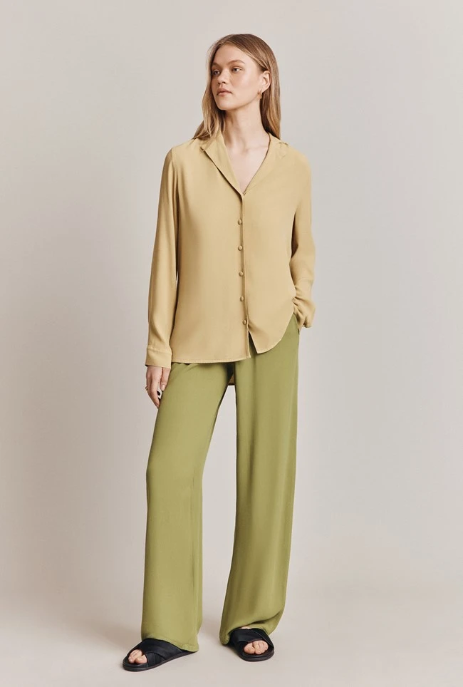Aimee Crepe Shirt Pea Green 5 Aimee Crepe Shirt Pea Green - Image 4