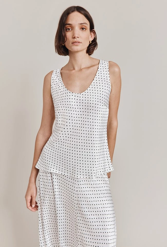 Margot Satin Top White Spot 3 Margot Satin Top White Spot