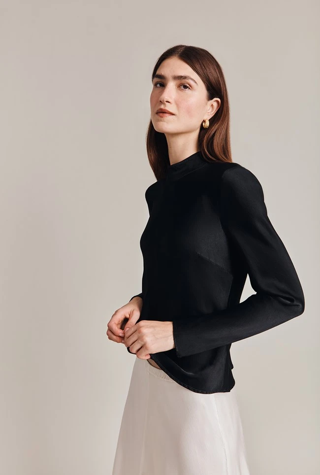Mika Satin Turtleneck Top Black 7 Mika Satin Turtleneck Top Black - Image 5