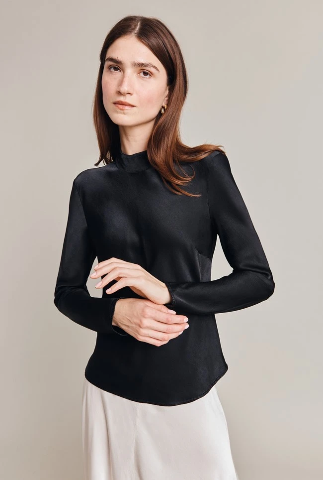 Mika Satin Turtleneck Top Black 4 Mika Satin Turtleneck Top Black - Image 2