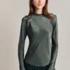 Mika Satin Turtleneck Top Dark Sage -Ghost Fashion Store Q07G002 J11 28819 650px 964px