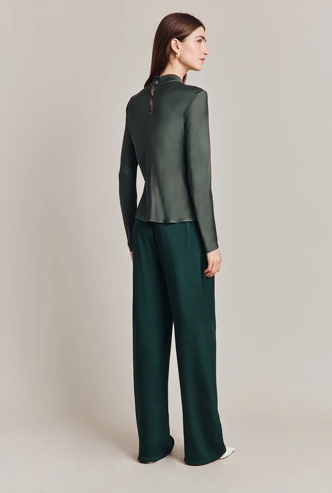 Mika Satin Turtleneck Top Dark Sage 6 Mika Satin Turtleneck Top Dark Sage - Image 4