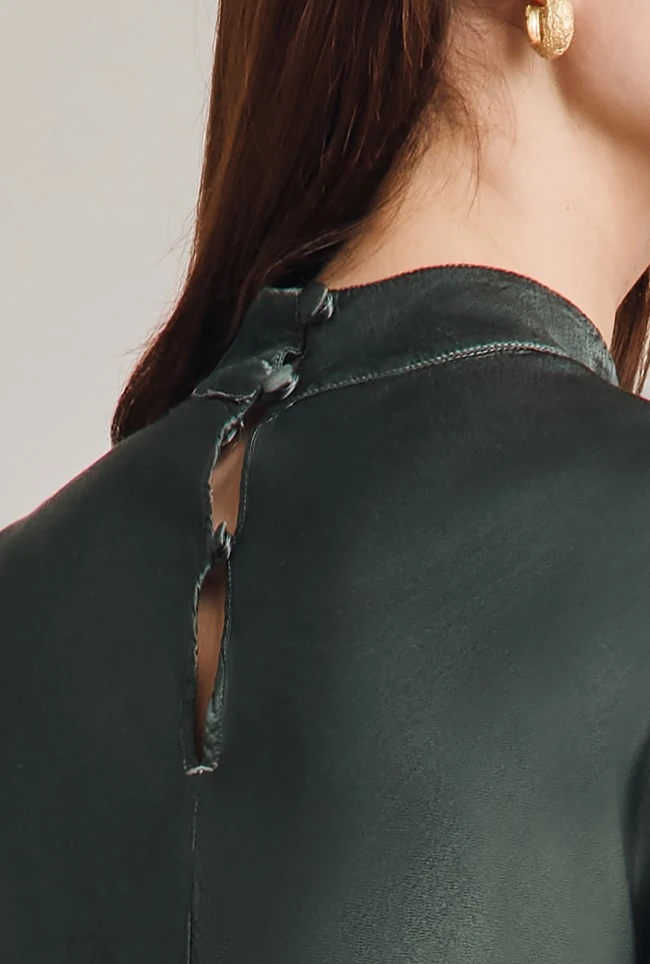 Mika Satin Turtleneck Top Dark Sage 8 Mika Satin Turtleneck Top Dark Sage - Image 6