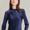 Mika Satin Turtleneck Top Navy 1 Mika Satin Turtleneck Top Navy -Ghost Fashion Store Q07G002 K10 28814 650px 964px