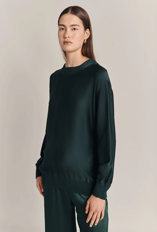 Grace Satin Sweatshirt Cedar 4 Grace Satin Sweatshirt Cedar - Image 2