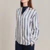 Amy Satin Long Sleeve Shirt Navy Stripe 2 Amy Satin Long Sleeve Shirt Navy Stripe -Ghost Fashion Store Q07G009 Z79 28842 650px 964px