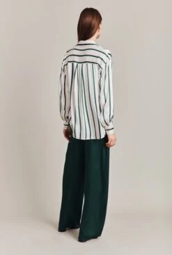 Amy Satin Long Sleeve Shirt Green Stripe 12 Amy Satin Long Sleeve Shirt Green Stripe -Ghost Fashion Store Q07G009 Z80 28829 650px 964px