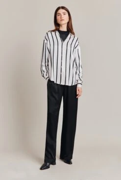 Amy Satin Long Sleeve Shirt Black Stripe 10 Amy Satin Long Sleeve Shirt Black Stripe -Ghost Fashion Store Q07G009 Z81 28834 650px 964px
