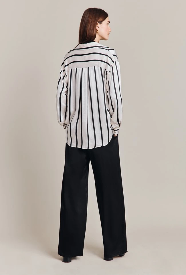 Amy Satin Long Sleeve Shirt Black Stripe 7 Amy Satin Long Sleeve Shirt Black Stripe - Image 5