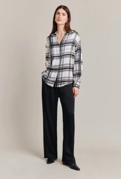 Amy Satin Long Sleeve Shirt Black Check 10 Amy Satin Long Sleeve Shirt Black Check -Ghost Fashion Store Q07G009 Z83 28845 650px 964px