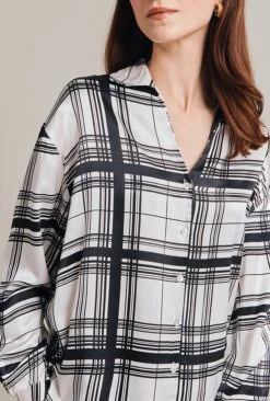 Amy Satin Long Sleeve Shirt Black Check 9 Amy Satin Long Sleeve Shirt Black Check -Ghost Fashion Store Q07G009 Z83 28996 650px 964px