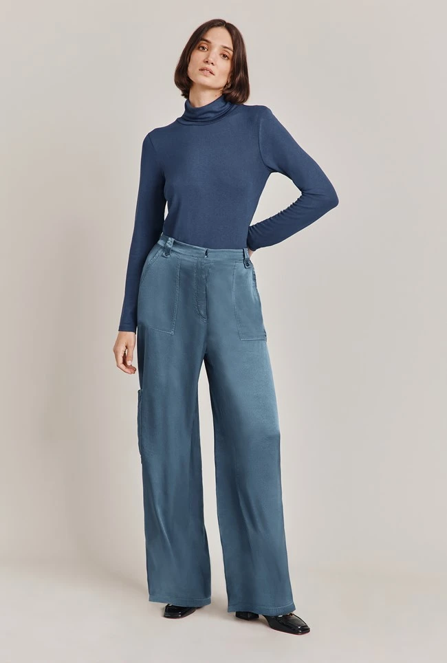 Fern Roll Neck Top Navy 4 Fern Roll Neck Top Navy - Image 2