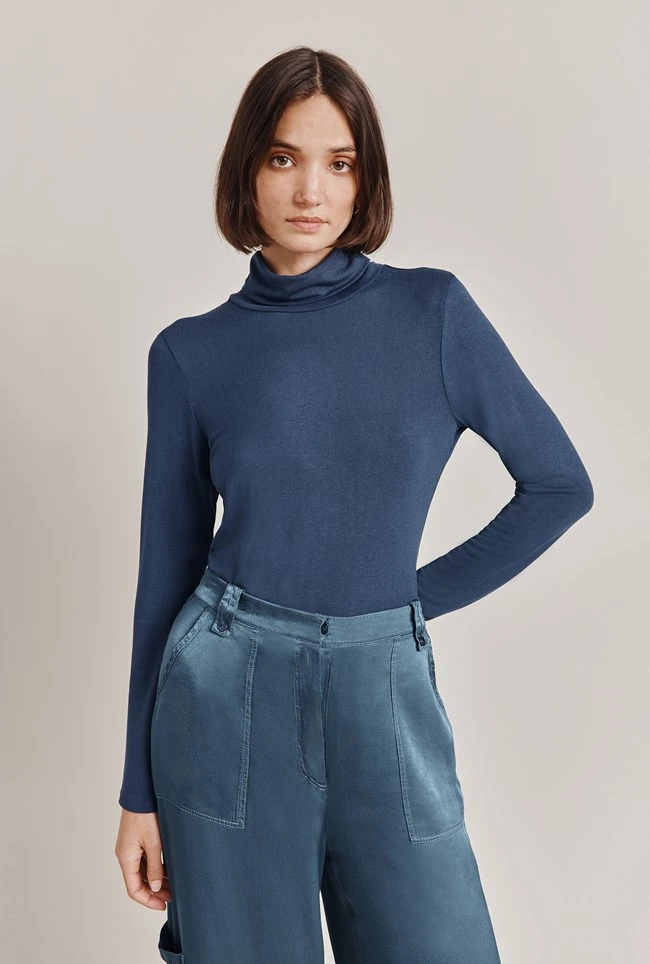 Fern Roll Neck Top Navy 3 Fern Roll Neck Top Navy