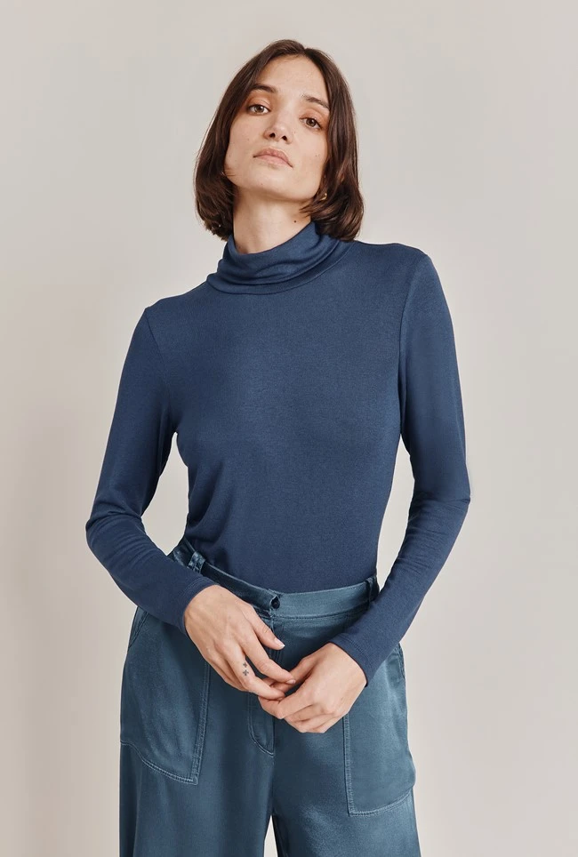 Fern Roll Neck Top Navy 5 Fern Roll Neck Top Navy - Image 3