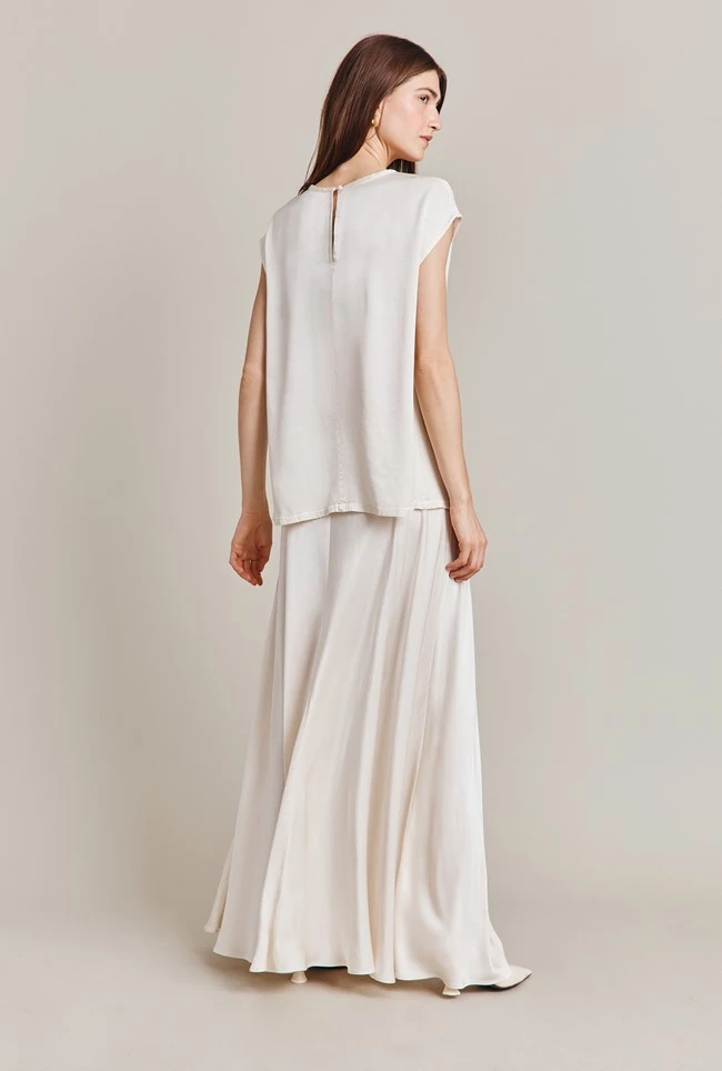 Melody Satin Short Sleeve Top Ivory 6 Melody Satin Short Sleeve Top Ivory - Image 4