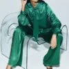Anna Satin Pussybow Blouse Green -Ghost Fashion Store Q07G022 J30 29994 650px 964px