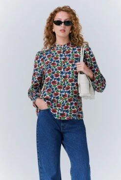 Lydie Crepe Floral Button Up Blouse -Ghost Fashion Store Q10G011 Z73 33410 650px 964px