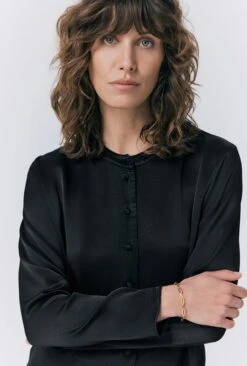 Efie Satin Button Through Blouse