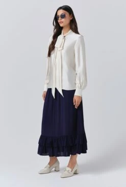 Anna Satin Tie Neck Blouse -Ghost Fashion Store Q11G001 M12 33796 650px 964px