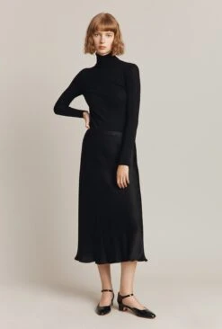 Luna Satin Slip Skirt Black -Ghost Fashion Store S05G002A A01 26341 650px 964px