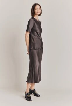 Luna Satin Slip Skirt Dark Charcoal -Ghost Fashion Store S05G002A B21 28613 650px 964px