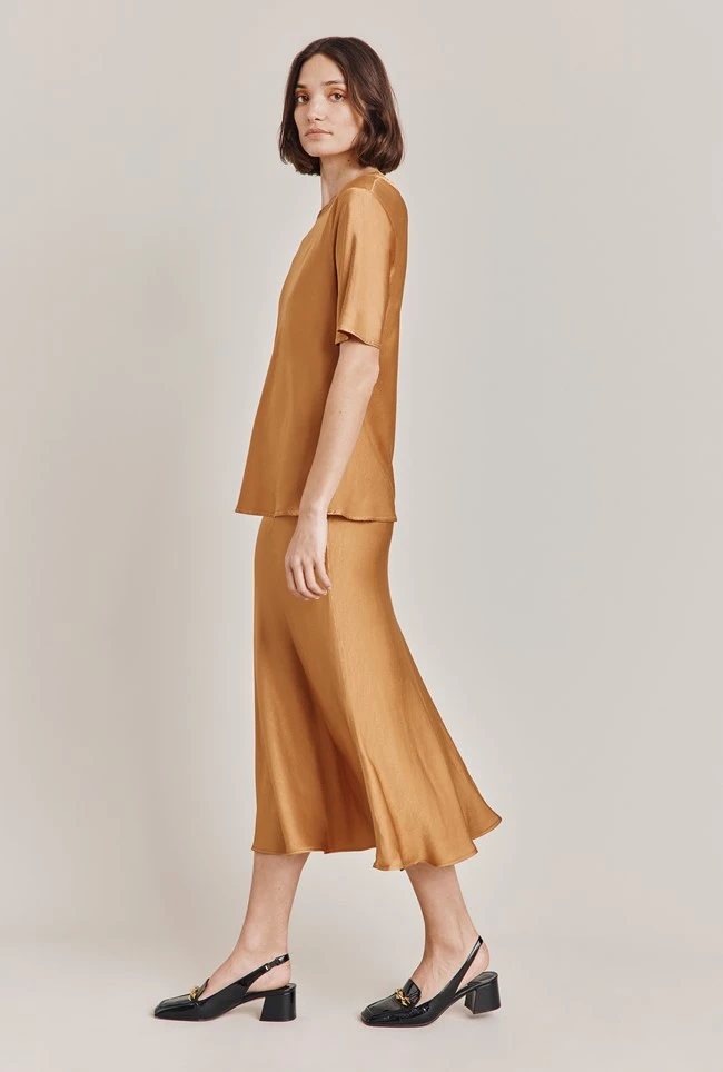 Luna Satin Slip Skirt Tobacco Brown 4 Luna Satin Slip Skirt Tobacco Brown - Image 2